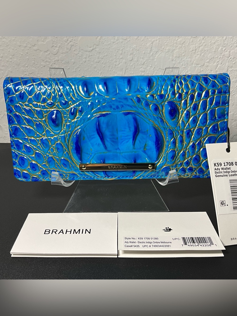 Brahmin Ady ELECTRIC INDIGO OMBRE MELBOURNE Wallet W/FULL & Partial Eye